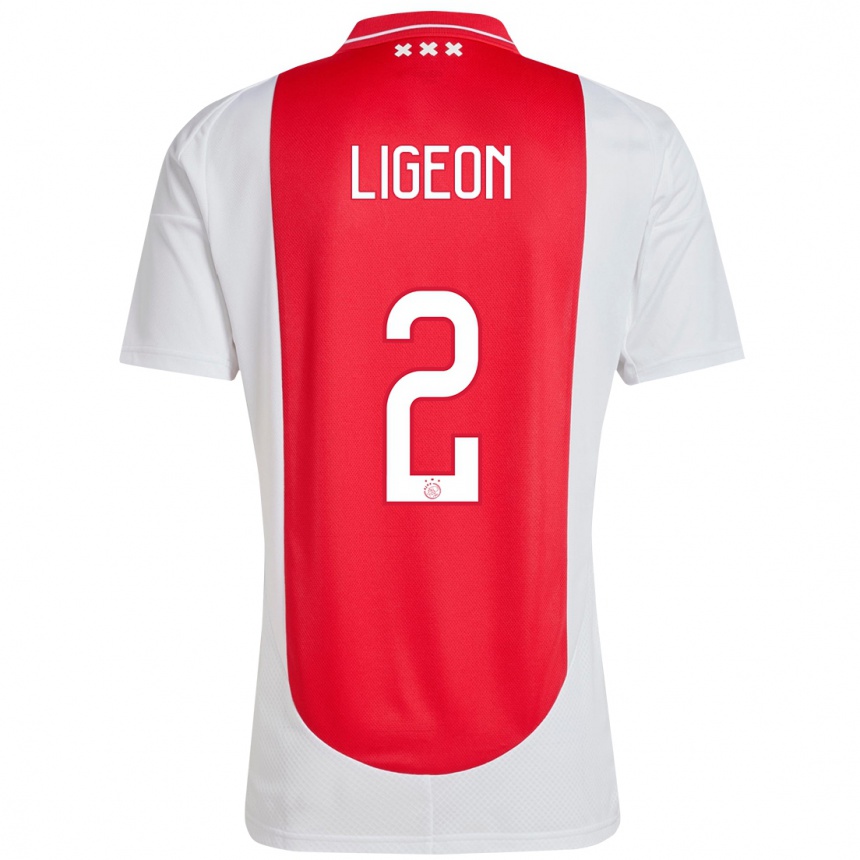 Niño Fútbol Camiseta Ruben Ligeon #2 Rojo Blanco 1ª Equipación 2024/25