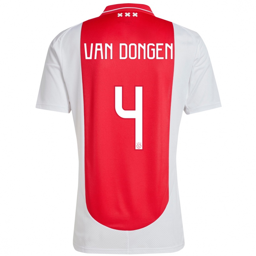 Niño Fútbol Camiseta Bram Van Dongen #4 Rojo Blanco 1ª Equipación 2024/25