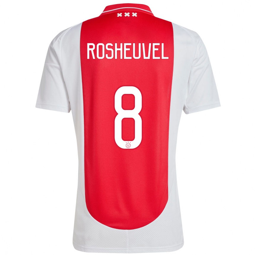 Niño Fútbol Camiseta Darren Rosheuvel #8 Rojo Blanco 1ª Equipación 2024/25