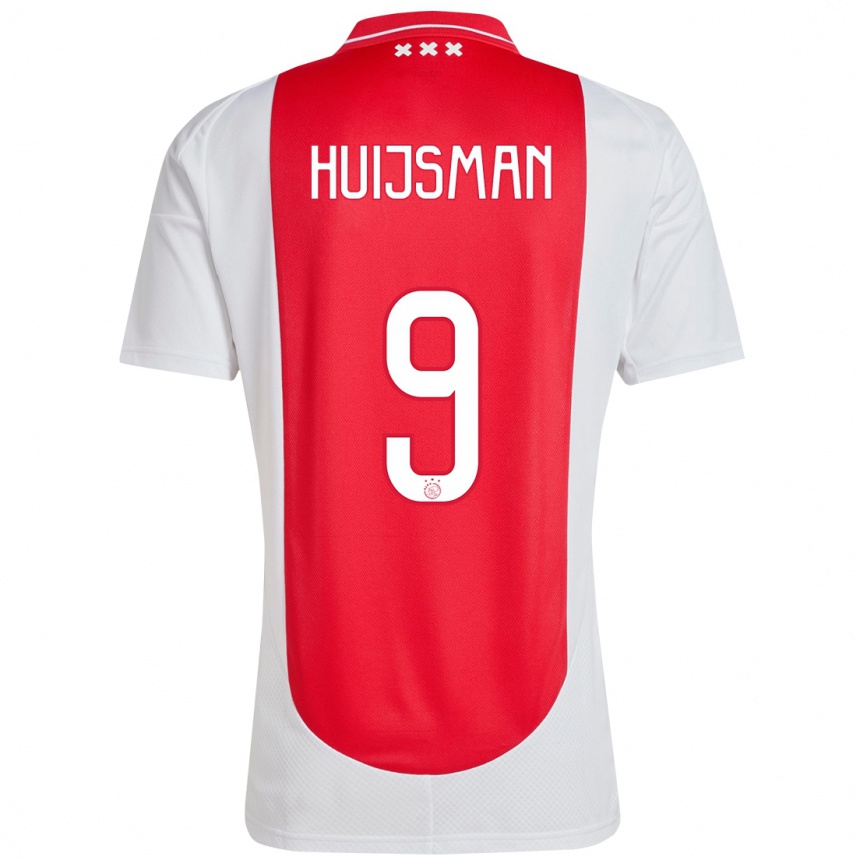 Niño Fútbol Camiseta Mitchi Huijsman #9 Rojo Blanco 1ª Equipación 2024/25