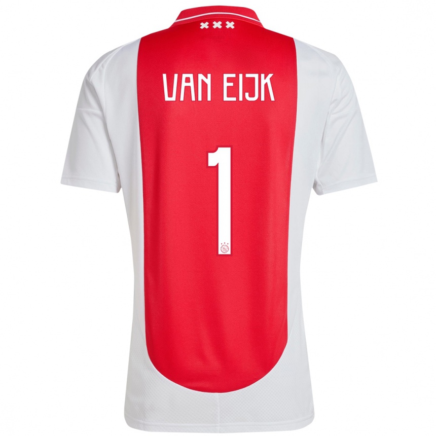 Niño Fútbol Camiseta Regina Van Eijk #1 Rojo Blanco 1ª Equipación 2024/25