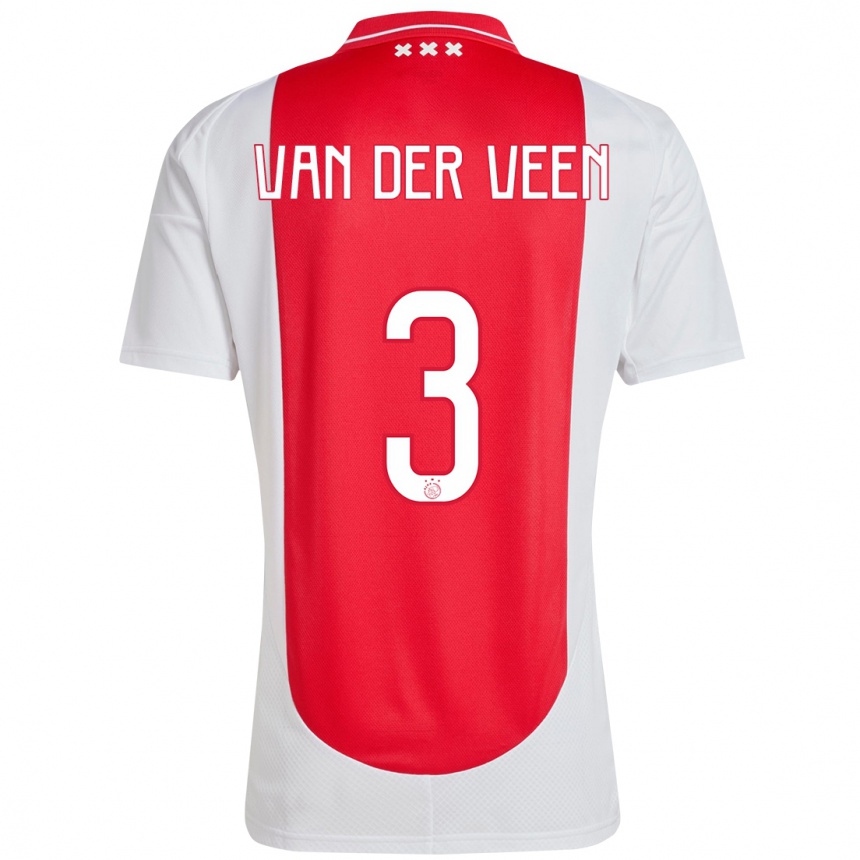 Niño Fútbol Camiseta Roos Van Der Veen #3 Rojo Blanco 1ª Equipación 2024/25