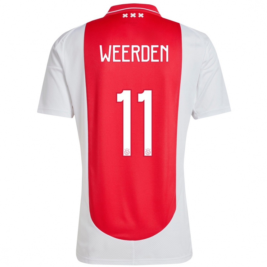 Niño Fútbol Camiseta Ashleigh Weerden #11 Rojo Blanco 1ª Equipación 2024/25