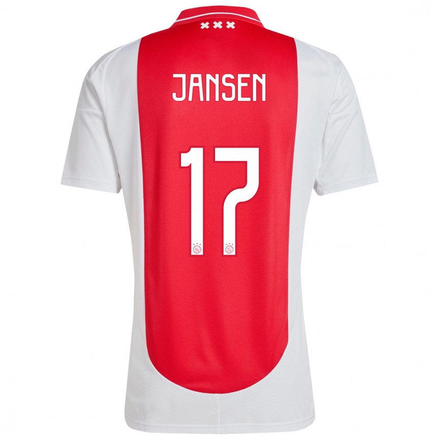 Niño Fútbol Camiseta Bente Jansen #17 Rojo Blanco 1ª Equipación 2024/25