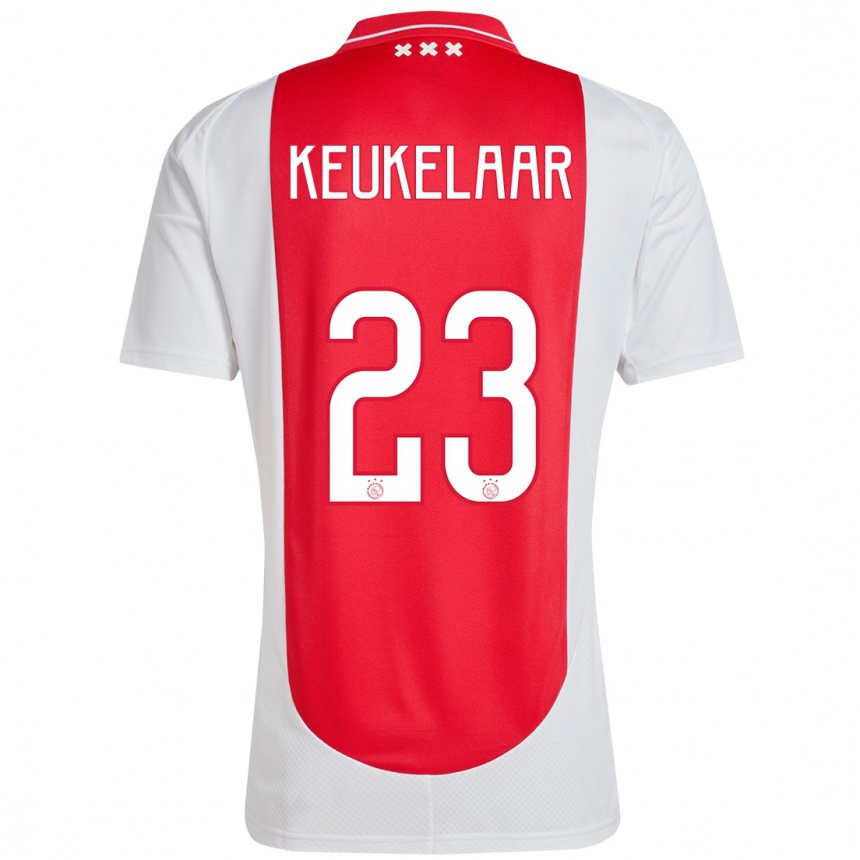 Niño Fútbol Camiseta Lotte Keukelaar #23 Rojo Blanco 1ª Equipación 2024/25