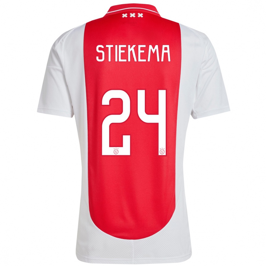 Niño Fútbol Camiseta Iris Stiekema #24 Rojo Blanco 1ª Equipación 2024/25