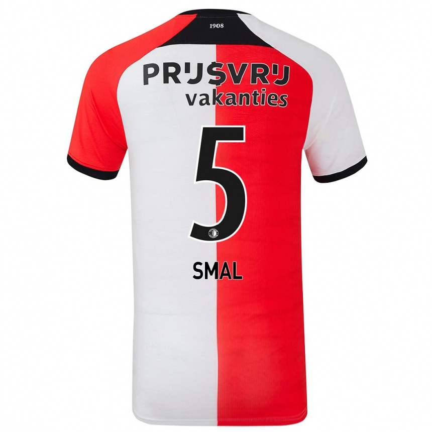 Niño Fútbol Camiseta Gijs Smal #5 Rojo Blanco 1ª Equipación 2024/25