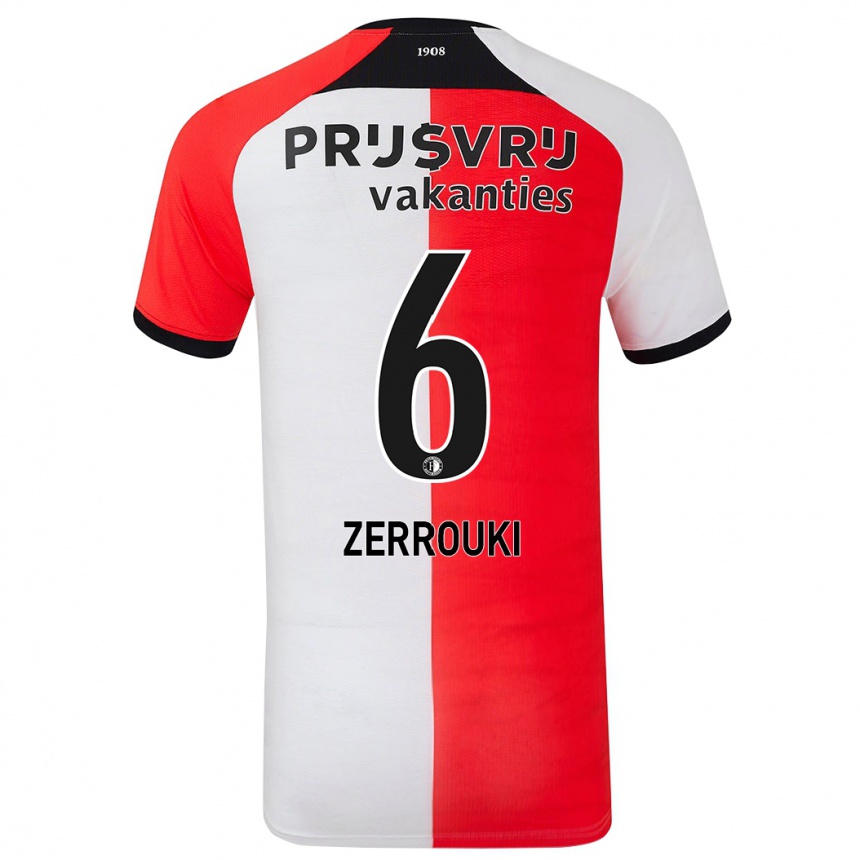 Niño Fútbol Camiseta Ramiz Zerrouki #6 Rojo Blanco 1ª Equipación 2024/25