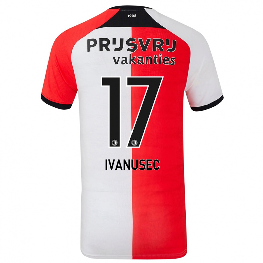 Niño Fútbol Camiseta Luka Ivanusec #17 Rojo Blanco 1ª Equipación 2024/25