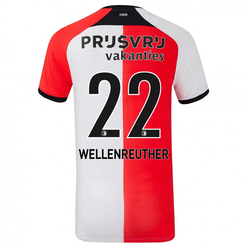 Niño Fútbol Camiseta Timon Wellenreuther #22 Rojo Blanco 1ª Equipación 2024/25