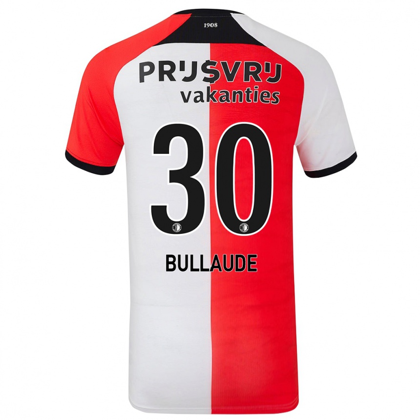 Niño Fútbol Camiseta Ezequiel Bullaude #30 Rojo Blanco 1ª Equipación 2024/25