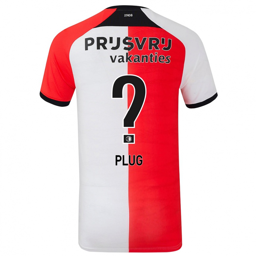 Niño Fútbol Camiseta Jan Plug #0 Rojo Blanco 1ª Equipación 2024/25