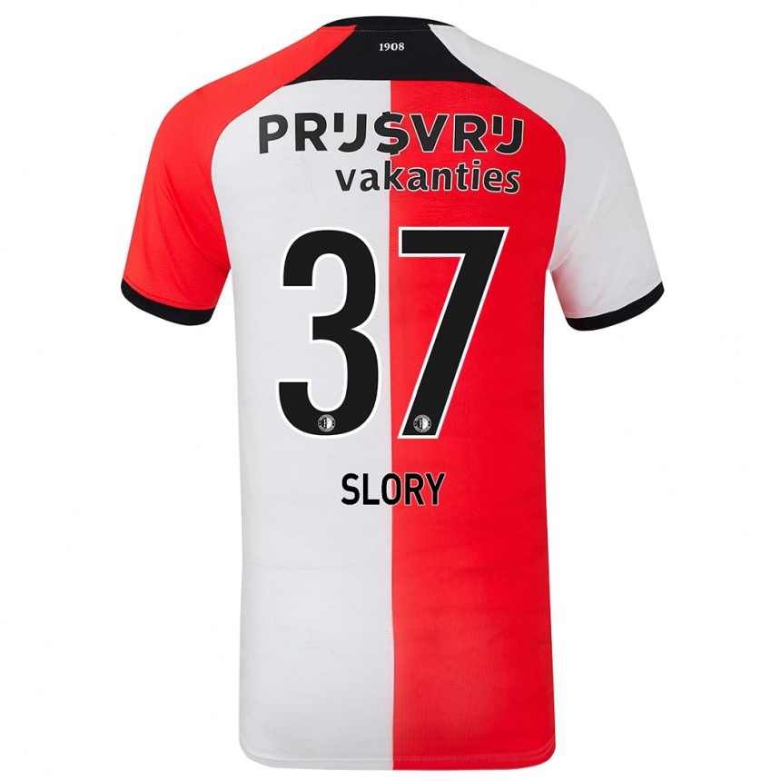 Niño Fútbol Camiseta Jaden Slory #37 Rojo Blanco 1ª Equipación 2024/25