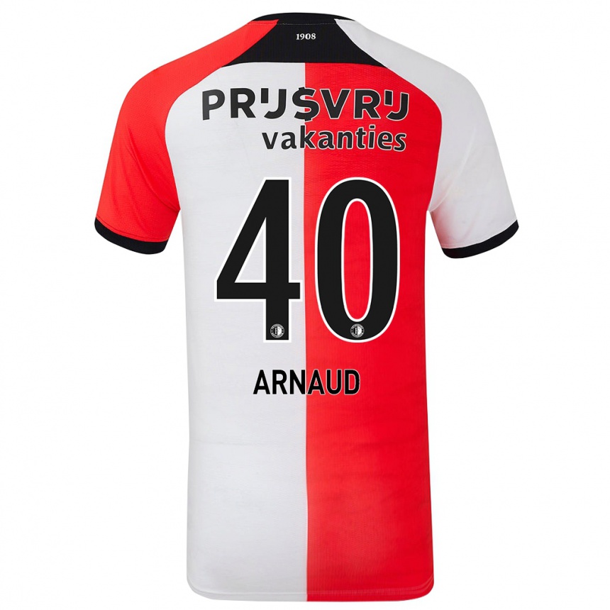 Niño Fútbol Camiseta Lugene Arnaud #40 Rojo Blanco 1ª Equipación 2024/25