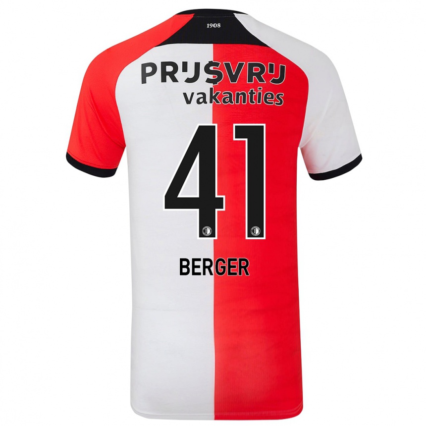 Niño Fútbol Camiseta Mannou Berger #41 Rojo Blanco 1ª Equipación 2024/25