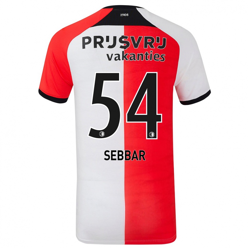 Niño Fútbol Camiseta Marouane Sebbar #54 Rojo Blanco 1ª Equipación 2024/25