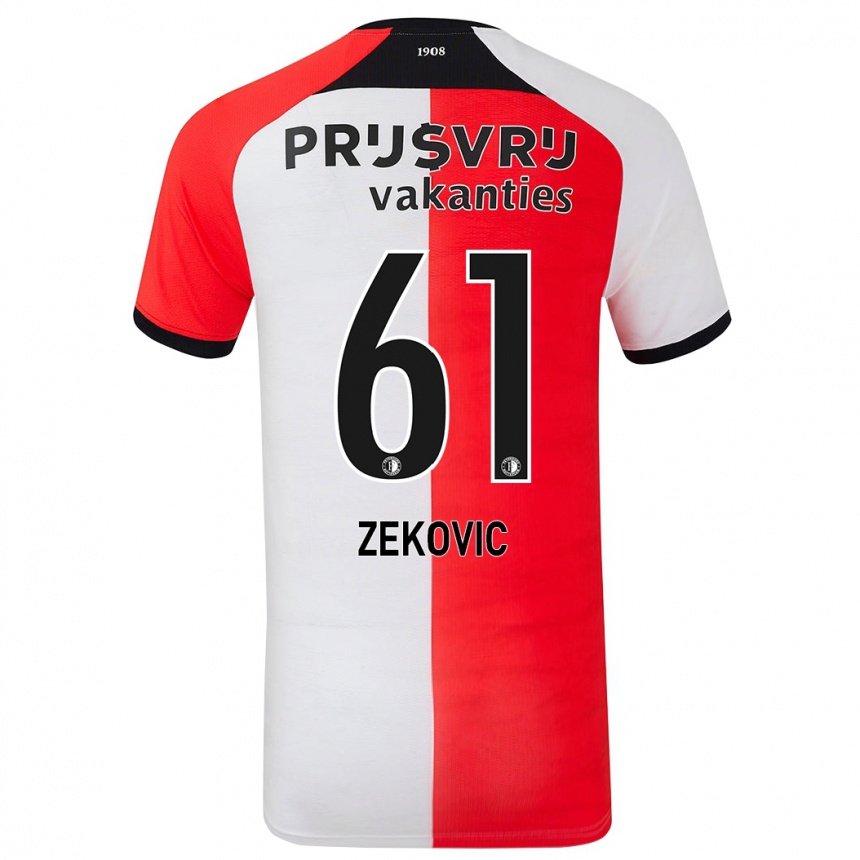 Niño Fútbol Camiseta Aleks Zekovic #61 Rojo Blanco 1ª Equipación 2024/25