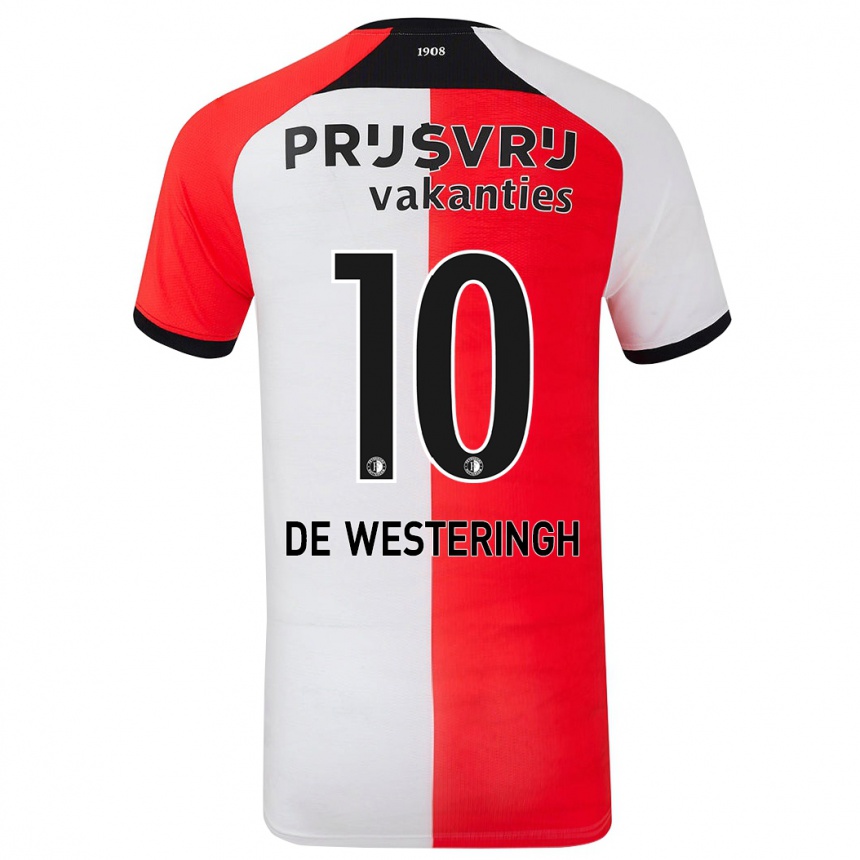 Niño Fútbol Camiseta Kirsten Van De Westeringh #10 Rojo Blanco 1ª Equipación 2024/25