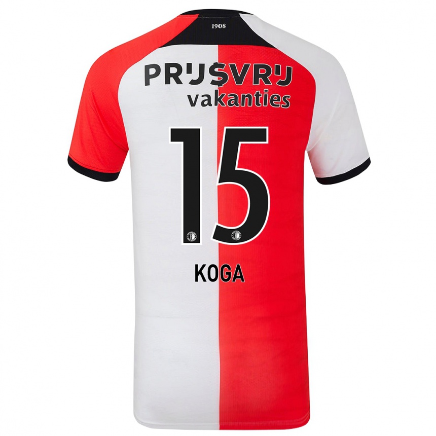 Niño Fútbol Camiseta Tōko Koga #15 Rojo Blanco 1ª Equipación 2024/25