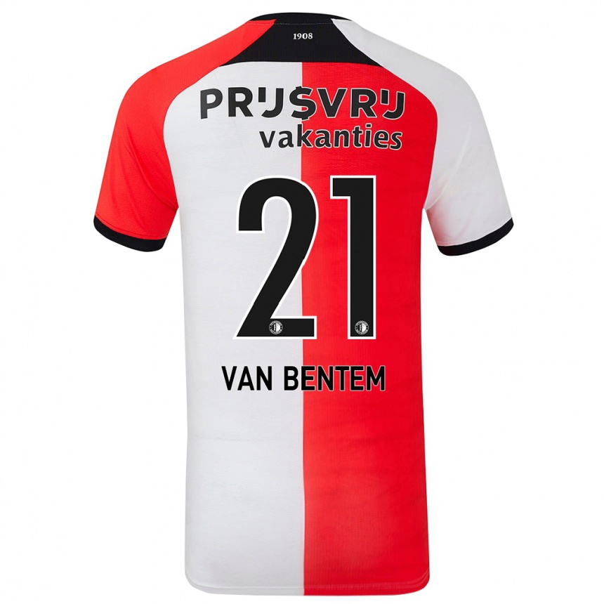 Niño Fútbol Camiseta Tess Van Bentem #21 Rojo Blanco 1ª Equipación 2024/25