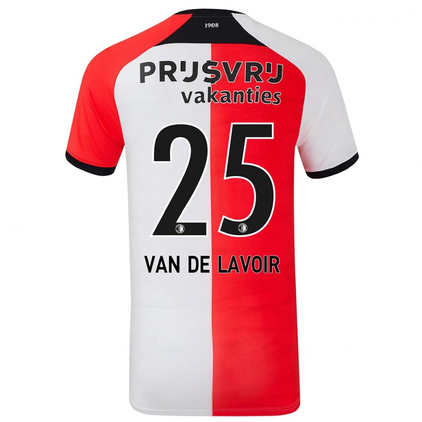 Niño Fútbol Camiseta Romeé Van De Lavoir #25 Rojo Blanco 1ª Equipación 2024/25