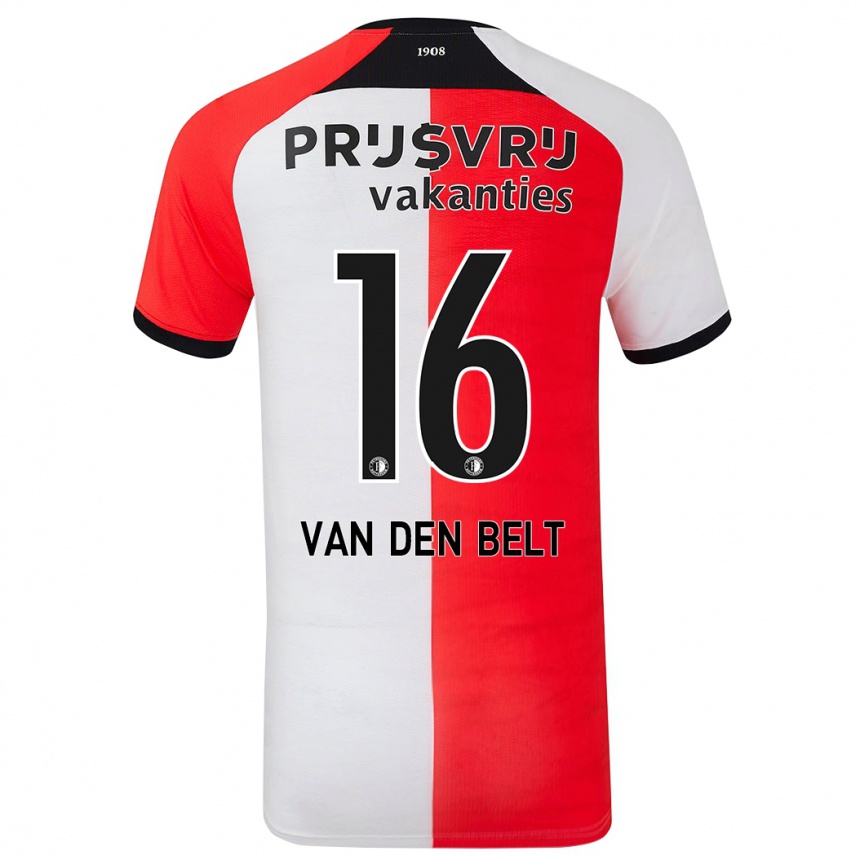 Niño Fútbol Camiseta Thomas Van Den Belt #16 Rojo Blanco 1ª Equipación 2024/25