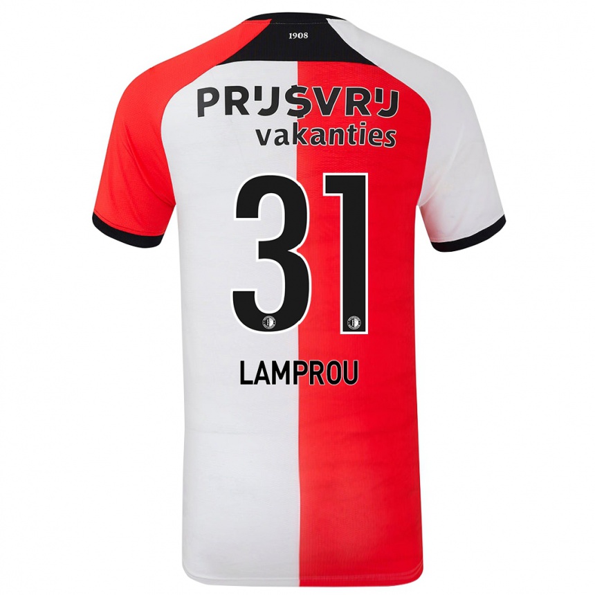 Niño Fútbol Camiseta Kostas Lamprou #31 Rojo Blanco 1ª Equipación 2024/25