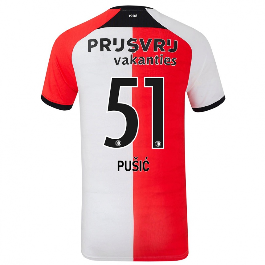 Niño Fútbol Camiseta Noah Pušić #51 Rojo Blanco 1ª Equipación 2024/25