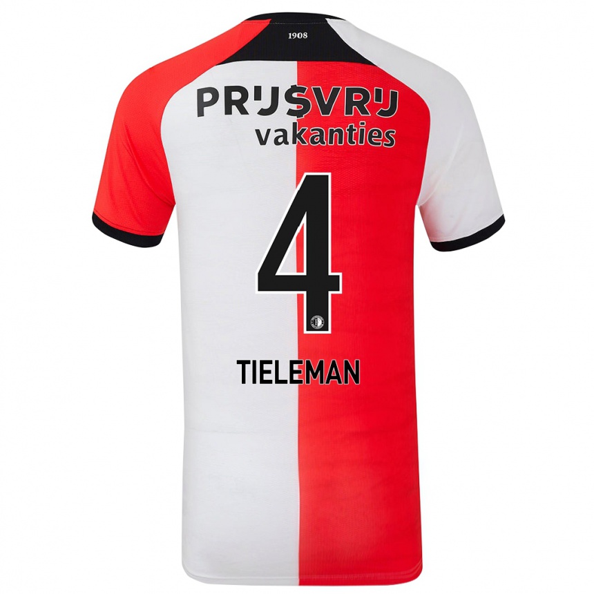 Niño Fútbol Camiseta Jerry Tieleman #4 Rojo Blanco 1ª Equipación 2024/25