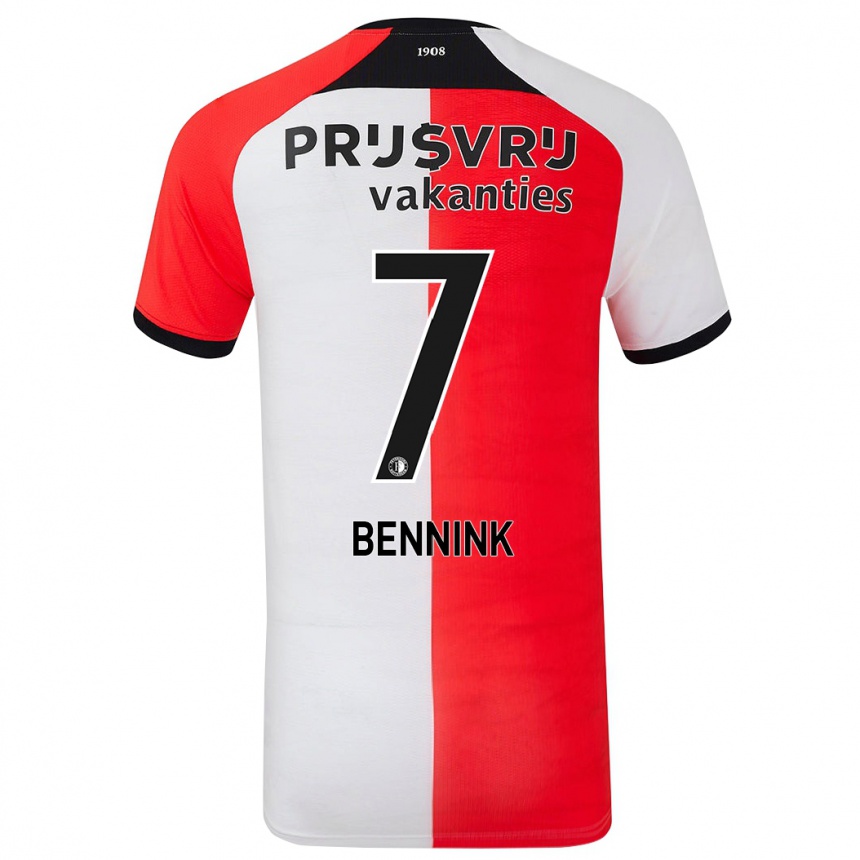 Niño Fútbol Camiseta Maxime Bennink #7 Rojo Blanco 1ª Equipación 2024/25