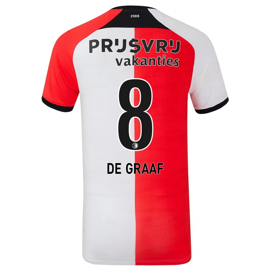 Niño Fútbol Camiseta Esmee De Graaf #8 Rojo Blanco 1ª Equipación 2024/25