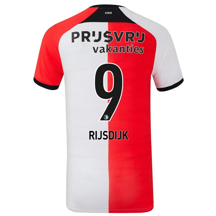 Niño Fútbol Camiseta Pia Rijsdijk #9 Rojo Blanco 1ª Equipación 2024/25