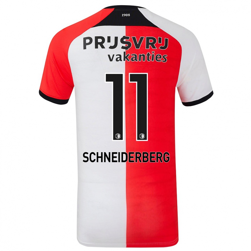 Niño Fútbol Camiseta July Schneiderberg #11 Rojo Blanco 1ª Equipación 2024/25