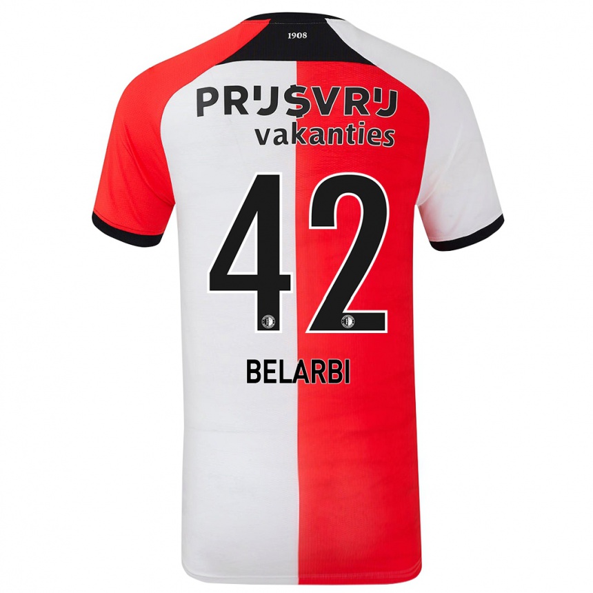 Niño Fútbol Camiseta Abdel Belarbi #42 Rojo Blanco 1ª Equipación 2024/25