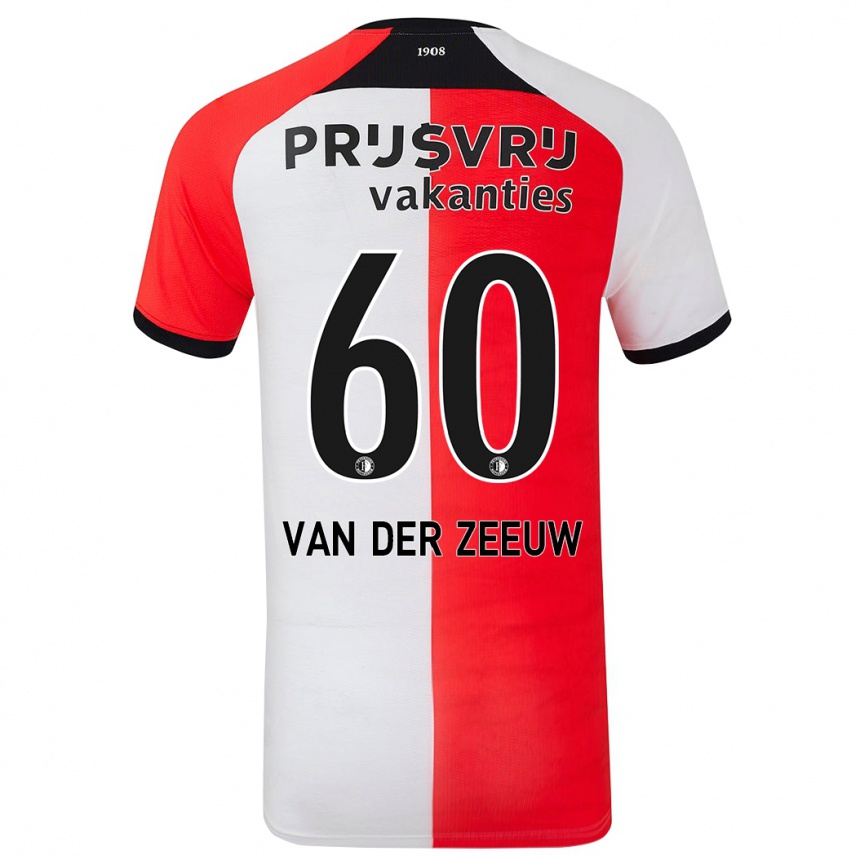 Niño Fútbol Camiseta Twan Van Der Zeeuw #60 Rojo Blanco 1ª Equipación 2024/25