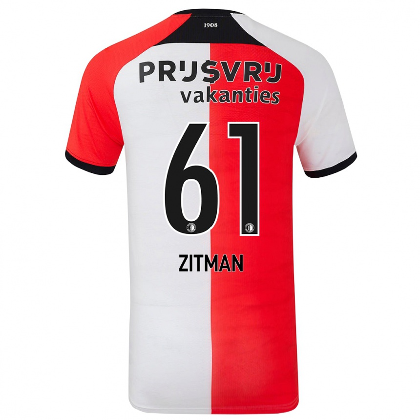 Niño Fútbol Camiseta Sven Zitman #61 Rojo Blanco 1ª Equipación 2024/25