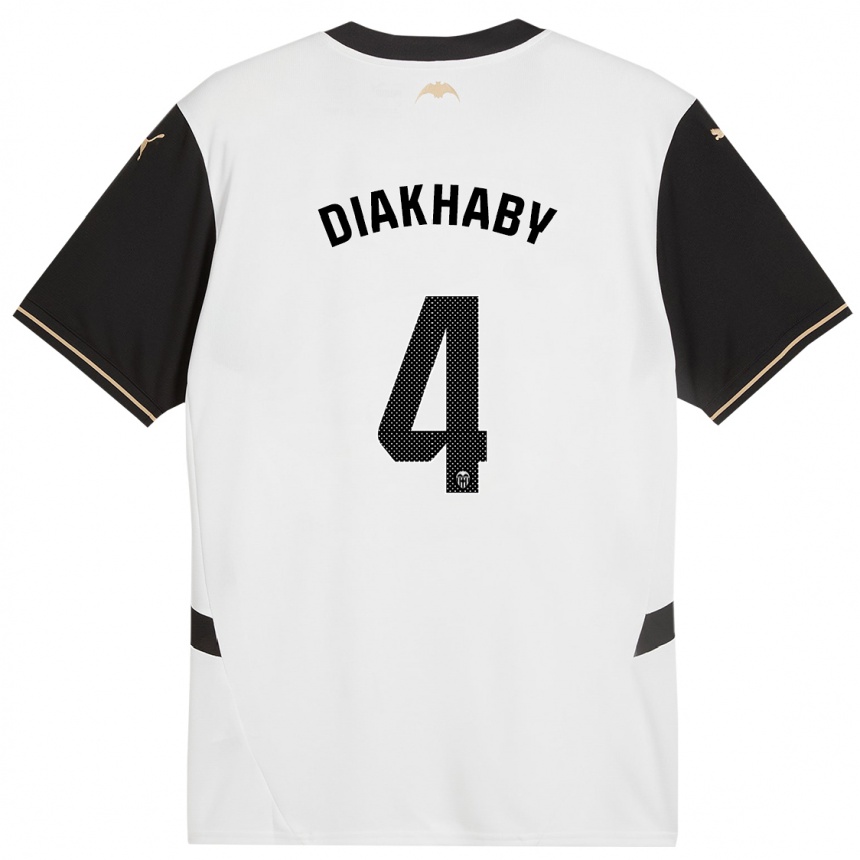 Niño Fútbol Camiseta Mouctar Diakhaby #4 Blanco Negro 1ª Equipación 2024/25