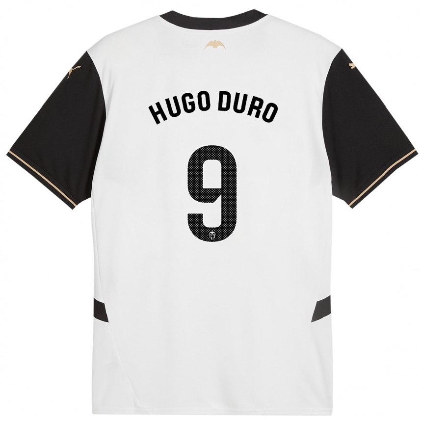 Niño Fútbol Camiseta Hugo Duro #9 Blanco Negro 1ª Equipación 2024/25