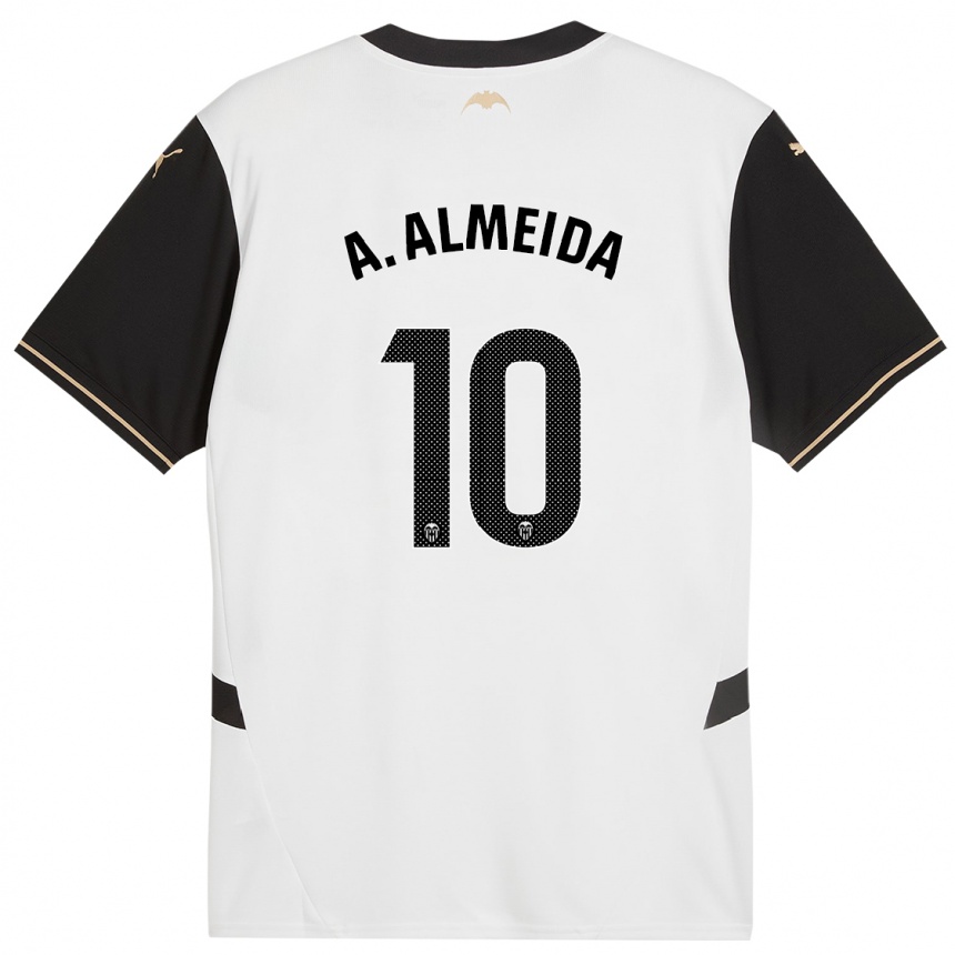 Niño Fútbol Camiseta André Almeida #10 Blanco Negro 1ª Equipación 2024/25