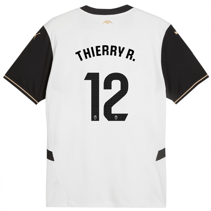 Niño Fútbol Camiseta Thierry Correia #12 Blanco Negro 1ª Equipación 2024/25