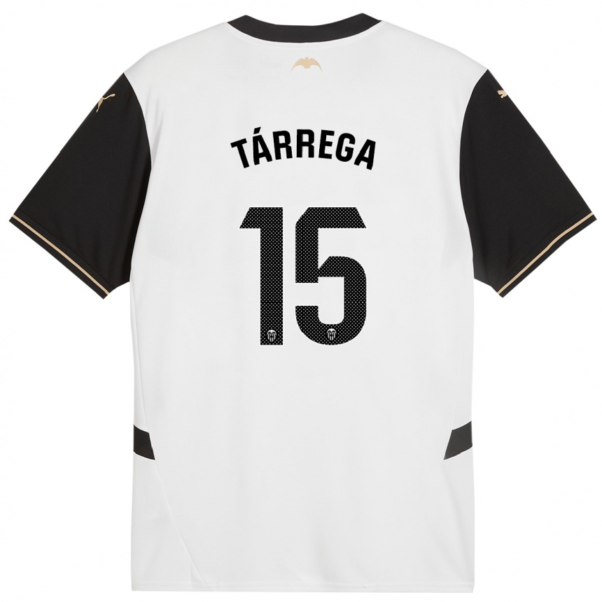 Niño Fútbol Camiseta César Tárrega #15 Blanco Negro 1ª Equipación 2024/25