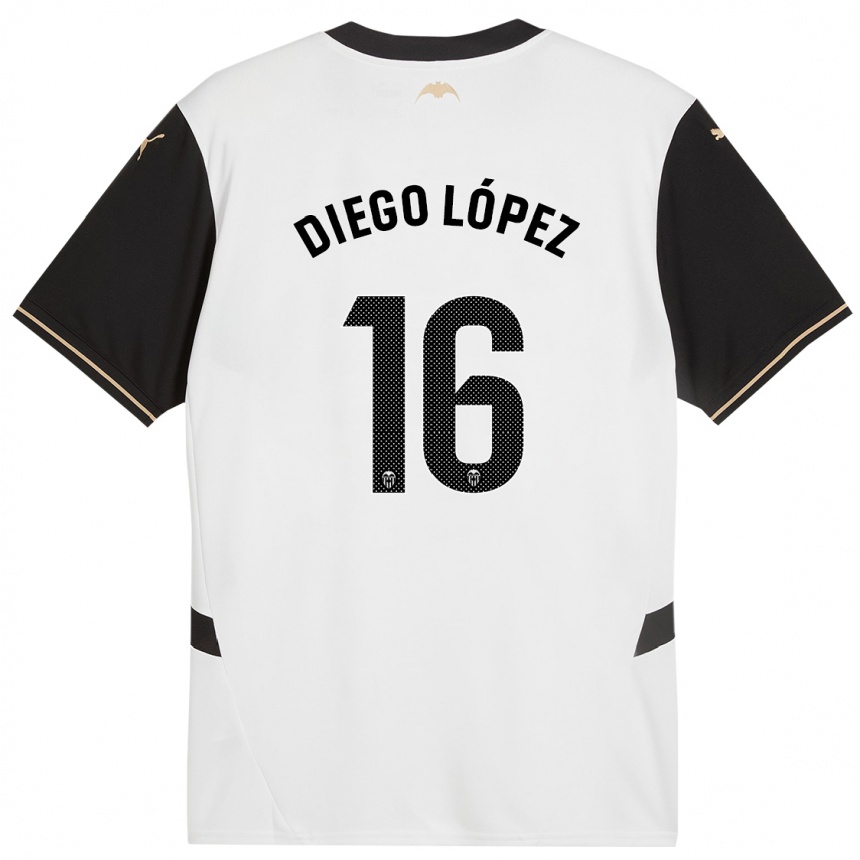 Niño Fútbol Camiseta Diego López #16 Blanco Negro 1ª Equipación 2024/25