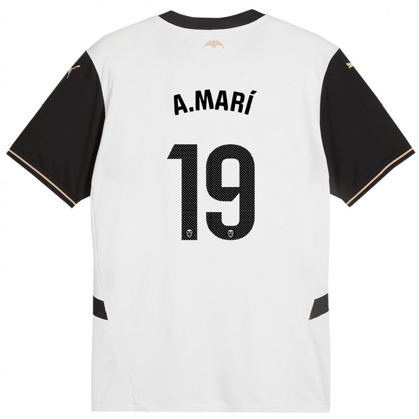 Niño Fútbol Camiseta Alberto Marí #19 Blanco Negro 1ª Equipación 2024/25