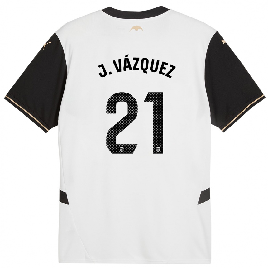 Niño Fútbol Camiseta Jesús Vázquez #21 Blanco Negro 1ª Equipación 2024/25