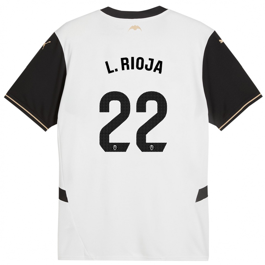 Niño Fútbol Camiseta Luis Rioja #22 Blanco Negro 1ª Equipación 2024/25