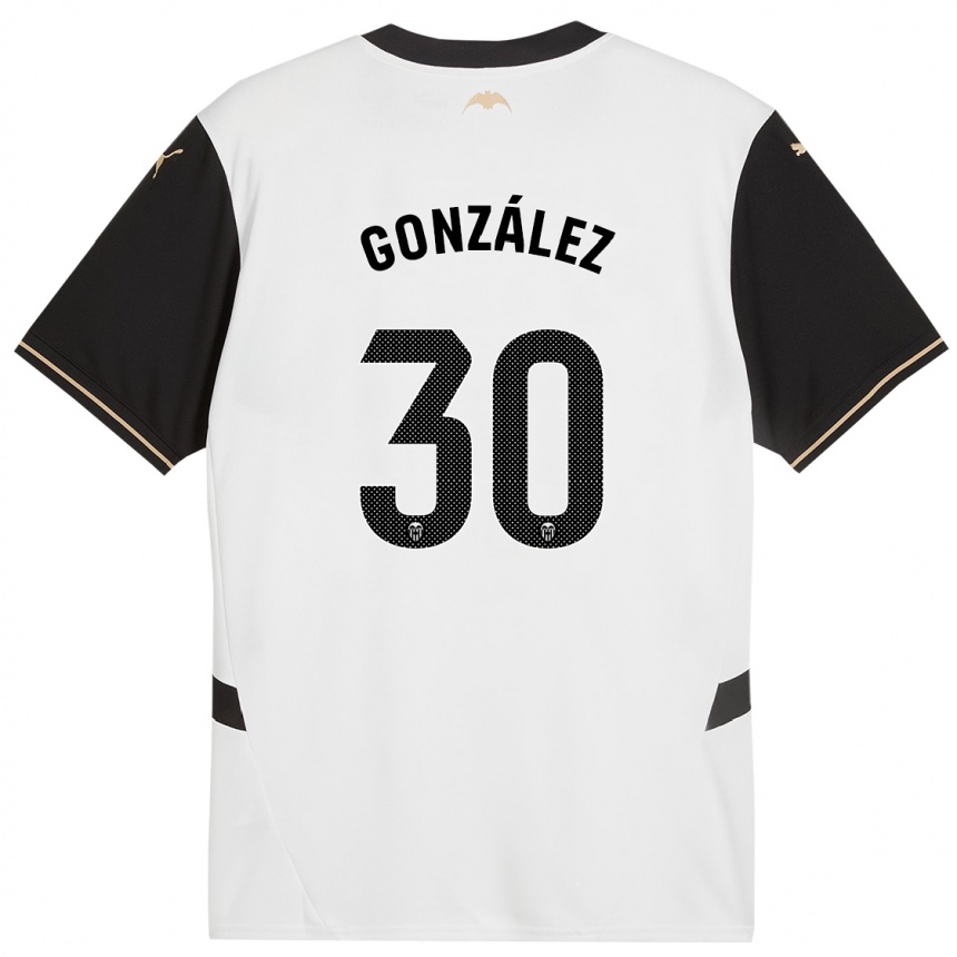 Niño Fútbol Camiseta Hugo González #30 Blanco Negro 1ª Equipación 2024/25