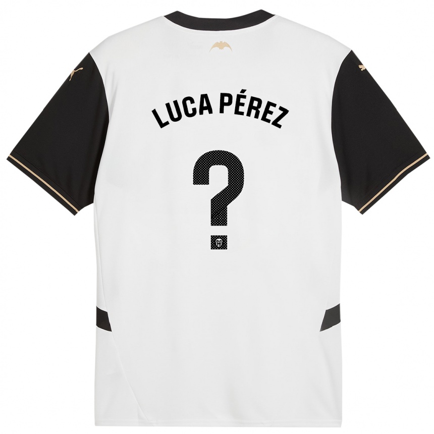 Niño Fútbol Camiseta Simón Luca Pérez #0 Blanco Negro 1ª Equipación 2024/25