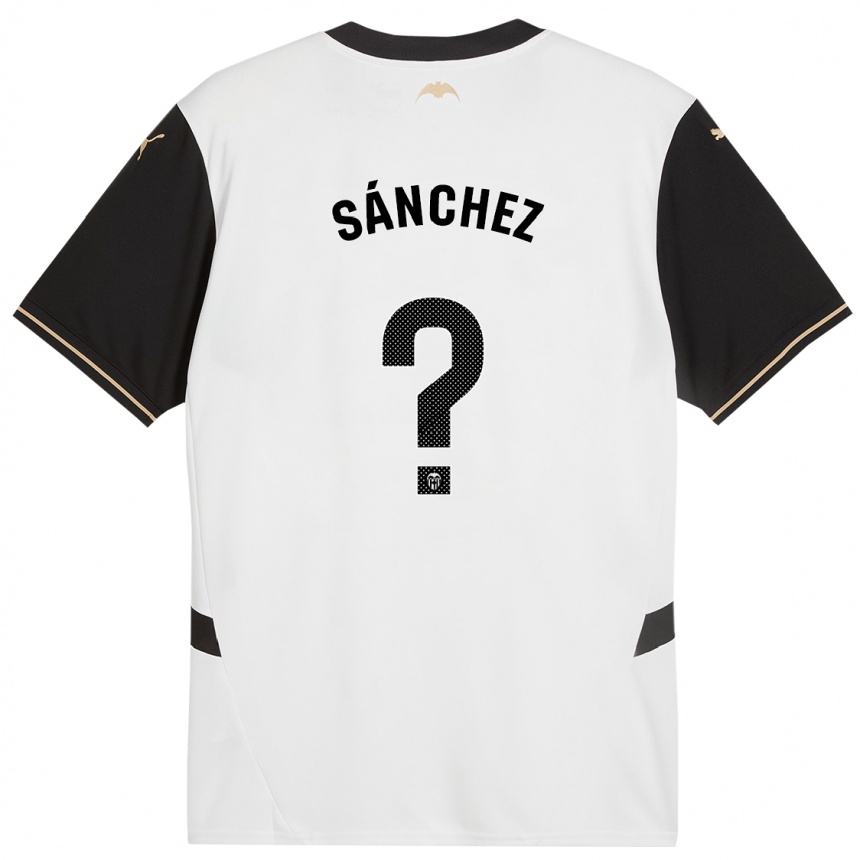 Niño Fútbol Camiseta Dani Sánchez #0 Blanco Negro 1ª Equipación 2024/25