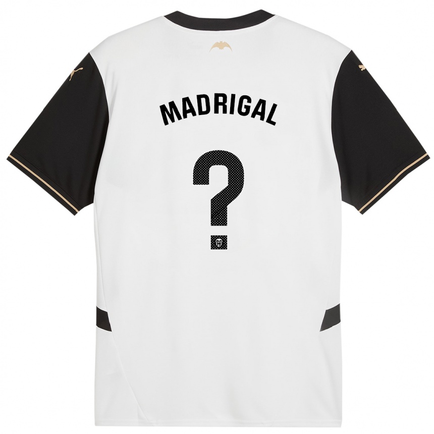 Niño Fútbol Camiseta Warren Madrigal #0 Blanco Negro 1ª Equipación 2024/25