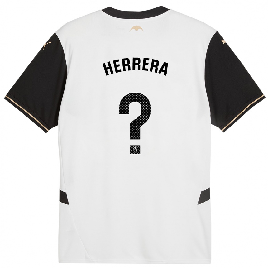 Niño Fútbol Camiseta Iker Herrera #0 Blanco Negro 1ª Equipación 2024/25